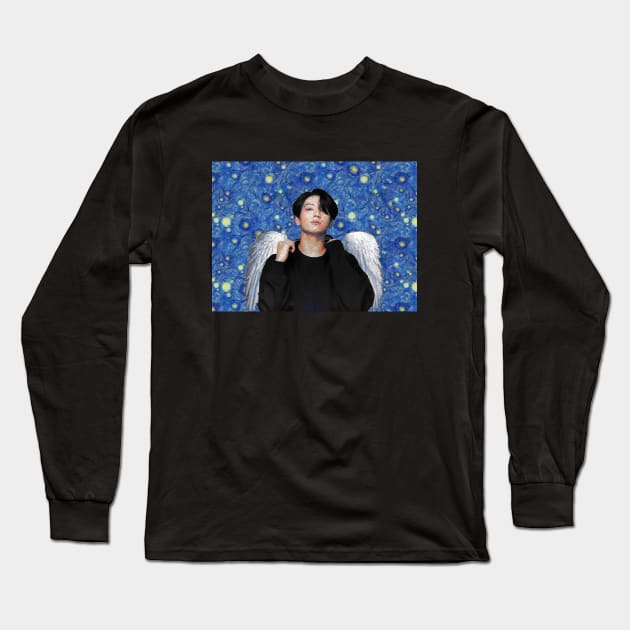 Bts Kookie - Van Gogh Starry Night - angel | BTS Army kpop gift Long Sleeve T-Shirt by Vane22april